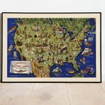 Amerikan Yerel Kültürleri Haritası Sanatsal Duvar Dekorasyon Poster 60x90cm.