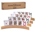 AMEROUS Çocuklar Yaşlılar ve Yetişkinler için Ahşap Oyun Kartı Tutucuları, Yeterince Uzun Kavisli Ahşap Tepsi Raf Düzenleyici Kart Oyunu için (4'lü Set)