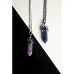 Ametist-Lapis Lazuli Doğal Taş Çivi Çift Sevgili Kolyeleri Tky0241
