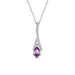 Ametist Tasi Isiltili Diamond Damla Kadin Gumus Kolye