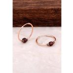 Ametist Taşlı 18 mm Rose Gümüş Halka Küpe 4764