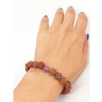 Ametist Taşlı Rudraksha Tohum Unisex Bileklik 8mm
