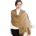 Amexo Stola Kadın Kutlama, 205 x 70 cm Gece Elbisesi için Şal Kaşmir Şal Bayan Pashmina Şal Kış, Haki., Tek Beden