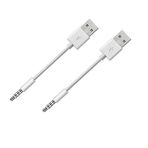 Amicable iPod Shuffle Şarj Kablosu için USB Tarih Kablosu Değişimi, (2'li Paket) 3,5 mm Jak/USB Güç Şarj Cihazı Senkronizasyon Veri Aktarım Kablosu iPod Shuffle 3. 4. 5. / 6/7 Gen MP3 için