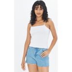 Amida Beyaz Kadın İnce İp Askılı Basic Crop Atlet Orta Kalınlıkta Pamuklu Tasarım -2466