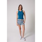 Amida Saks Mavisi Halter Yaka Fitilli Görünümlü Kadın Atlet - 2502 - XL