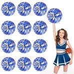 Amigo Ponpon 12'li Paket, Basketbol Futbol Voleybolu için Elde Taşınabilir Amigo Ponponları, Cheer Spirit Malzemeleri, Dans ve Oyunlar için Metalik Flamalar (Mavi+Gümüş)
