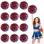 Amigo Ponpon 12'li Paket, Basketbol Futbolu Voleybolu için Elde Taşınabilir Amigo Ponponları, Cheer Spirit Malzemeleri, Dans ve Oyunlar için Metalik Flamalar (Mavi + Kırmızı)