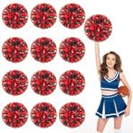 Amigo Ponpon 12'li Paket, Basketbol Futbolu Voleybolu için Elde Taşınabilir Amigo Ponponları, Cheer Spirit Malzemeleri, Dans ve Oyunlar için Metalik Flamalar (Siyah+Kırmızı+Gümüş)