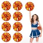 Amigo ponpon ponpon 8'li paket, basketbol futbolu için el ponpon ponpon ponponları, tezahürat ruhu malzemeleri, dans ve oyunlar için metalik flamalar (kırmızı+altın)
