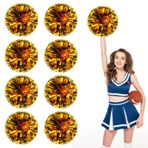 Amigo ponpon ponpon 8'li paket, basketbol futbolu için el ponpon ponpon ponponları, tezahürat ruhu malzemeleri, dans ve oyunlar için metalik flamalar (siyah+altın)
