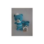 Amigurumi Bebek Seti- Sevimli Ayıcık- Uyku Arkadaşı, Çıngırak, 2'li Set. Mavi