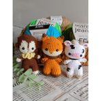 Amigurumi Organik Örgü Hayvan Oyuncak Uyku Arkadaşı (Kumkurdu Tilki, Maymun, Inek) - Renkli
