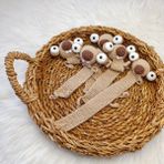Amigurumi Örgü Kitap Ayracı Buz Devri Sid Karakteri - Bej