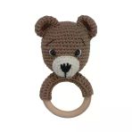 Amigurumi Sevimli Kahve Ayıcık Diş Kaşıyıcı Çıngıraklı Organik Oyuncak