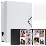 Amimy Fujifilm Instax Mini 11 12 9 8+ 8 7+ LiPlay film için 200 cepli fotoğraf albümü, Polaroid SnapTouch PIC-300 Z2300 fotoğraf yazıcısı için, 2 x 3 fotoğraf albümü, Kpop Card için (beyaz)