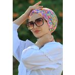 Amisos Bone Şal Hazır Tesettür Giyim Desenli Çapraz Bone Etnik Desen Özel Tasarım Yeni Model Tesettür Giyim