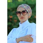 Amisos Bone Şal Hazır Tesettür Giyim Desenli Çapraz Bone Kareli Etnik Desen (kadın Tesettür Giyim)hazır Bone Şal-kadın Giyim