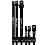 AMM 6 Parça Darbe Sınıfı Soket Adaptör Seti, 3 inç ve 6 inç Soket Sürücü Adaptörü, 1/4 inç, 3/8 inç ve 1/2 inç Sürücü, Güç Matkabınızı Yüksek Torklu Darbeli Anahtara Uyarlayın