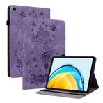 Ammeer HUAWEI MatePad SE 10.4 inç için kılıf, Retro Gül Çiçek Desenli Flip Akıllı Kapak Cüzdan PU Deri Çanta Standı Kart Yuvaları Tutucu Elastik Bant - Mor