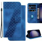 Ammeer Huawei P10 Lite için Kılıf, Kabartmalı 7 Desenli Manyetik Kapaklı Folyo Telefon Kapağı Koruma Cüzdan PU Deri Çanta Kılıfı Standı - Mavi