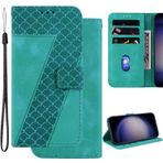 Ammeer Huawei P10 Lite için Kılıf, Kabartmalı 7 Desenli Manyetik Kapaklı Folyo Telefon Kapağı Koruma Cüzdan PU Deri Çanta Kılıfı Standı - Yeşil