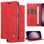 Ammeer Huawei P10 Lite için kılıf, Premium PU Deri Gizli Manyetik Adsorpsiyon, Darbeye Dayanıklı Kapaklı Cüzdan Kart Yuvaları Tutucu Stand - Kırmızı