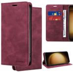 Ammeer Oppo A74 4G/A95 4G/Reno6 Lite için kılıf, PU Deri Gizli Manyetik Kapaklı Cüzdan Kapağı RFID Engelleme Darbeye Dayanıklı TPU İç Kabuk Destek Çubuğu - Şarap Kırmızısı