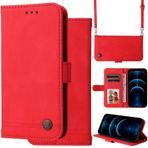 Ammeer Realme GT Neo 5/Realme GT3 için Kılıf, Cüzdan Manyetik Kapaklı PU Deri Kapak Paket TPU Silikon İç Kabuk Kart Yuvaları Bilek Omuz Askılı Stand - Kırmızı