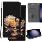 Ammeer Samsung Galaxy A10e/A20e için Kılıf, Kapaklı Folyo Cüzdan Kapak PU Deri Kart Yuvalı Destek Çubuğu Özelliği Manyetik Kapatma - Altın Çiçek