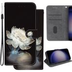 Ammeer Samsung Galaxy A10e/A20e için Kılıf, Kapaklı Folyo Cüzdan Kapak PU Deri Kart Yuvalı Destek Çubuğu Özelliği Manyetik Kapatma - Beyaz Çiçek