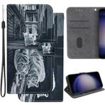 Ammeer Samsung Galaxy A10e/A20e için Kılıf, Kapaklı Folyo Cüzdan Kapak PU Deri Kart Yuvalı Destek Çubuğu Özelliği Manyetik Kapatma - Kedi Kaplanı