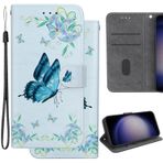 Ammeer Samsung Galaxy A10e/A20e için Kılıf, Kapaklı Folyo Cüzdan Kapak PU Deri Kart Yuvalı Destek Çubuğu Özelliği Manyetik Kapatma - Mavi Kelebek