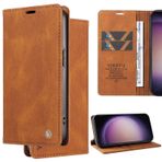 Ammeer Samsung Galaxy S10+ Plus için Kılıf, Premium PU Deri Gizli Manyetik Adsorpsiyon, Darbeye Dayanıklı Kapaklı Cüzdan Kart Yuvalı Tutucu Stand - Kahverengi
