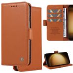 Ammeer Samsung Galaxy S10+ Plus için Kılıf, Premium PU Deri Kapaklı Manyetik Adsorpsiyon Şık Telefon Kapağı Cüzdan Kart Yuvaları Stand Fonksiyonu - Kahverengi
