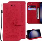 Ammeer Samsung Galaxy S10+ Plus için Kılıf, Retro Gül Çiçek Desenli Manyetik Kapaklı Folyo Telefon Kapağı Cüzdan PU Deri Çanta Standı Kart Yuvaları Tutucu - Kırmızı