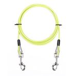 AMOFY 15 ft Köpek Bağlama Kablosu - Küçük ila Orta Boy Evcil Hayvanlar için PVC Kaplamalı Galvanizli Çelik Tel Halat 36 kg (4,6 m, Sarı Yeşil)