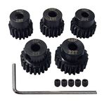 AMOGOT Metal Çelik 48P Pinyon Dişli 18T 19T 20T 21T 22T 3,175 mm Şaft Motor Dişlisi Seti, 1/10 RC Fırçasız Fırça Motoru RC Yükseltme Parçası için Altıgen Anahtarlı