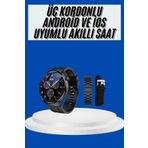 Amoled Ekran Akıllı Saat Üç Kordonlu İOS Android Uyumlu
