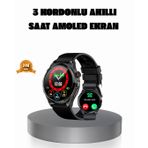 AMOLED Ekranlı Smartwatch – 3 Kordonlu, Kalp Atış & Uyku Takipli Akıllı Saat