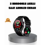 Amoled Ekranlı Smartwatch 3 Kordonlu, Kalp Atış & Uyku Takipli Akıllı Saat