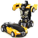 AMONIDA Araba Robotunu Dönüştürün, Boy Lastik Tekerlek ABS Plastik Araba Robot Oyuncak Çocuklar Için Eğlence Için (Sarı)