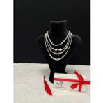 AMOR FACE ÖZEL ÜRETİM SİLVER DENİZ KABUKLARI DETAYLI DÖRTLÜ LUXURY KADIN İNCİ GERDANLIK KOLYE