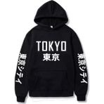 Amor Man Büyük Beden Kapüşonlu Tokyo Göğüs Baskılı Pamuk Oversize Yeni Trend Erkek SweaT-Shirt - 7XL - Siyah
