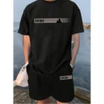 Amor Man Büyük Beden Özel Tasarım Future Baskılı Kısa Kollu Yazlık Erkek T-Shırt Bermuda Şort Takımı - 5XL - Siyah