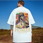 Amor Man Büyük Beden Özel Tasarım Pıoner Sırt Baskılı Ter Tutmayan Sokak Modası Battal Erkek T-Shirt - Beyaz - 4XL