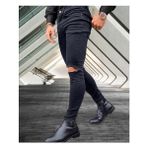 Amor Man Dik Kesik Yırtık Detaylı 5 Cep Slim Fit Yani Kreasyon Tarz Erkek Jeans Kot Pantolon - 34 - Siyah