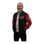 Amor Man Kolej Yaka Chıcago Bulls Baskılı 4 Iplik Çok Kalın Tam Kışlık Pamuk Yeni Trend Erkek Günlük Mont - XL - Kırmızı - Siyah