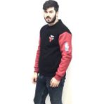 Amor Man Kolej Yaka Chıcago Bulls Fermuarlı 4 Iplik Kalın Tam Kışlık Iç Komple Pamuk Erkek Sweatshırt-Mont - Siyah - Kırmızı