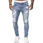 Amor Man Özel Tasarım Çoklu Yırtık Detaylı Likralı Yazlık 5 Cep Marjinal Sexy Erkek Jeans Kot Pantolon - 33 - Açık Mavi